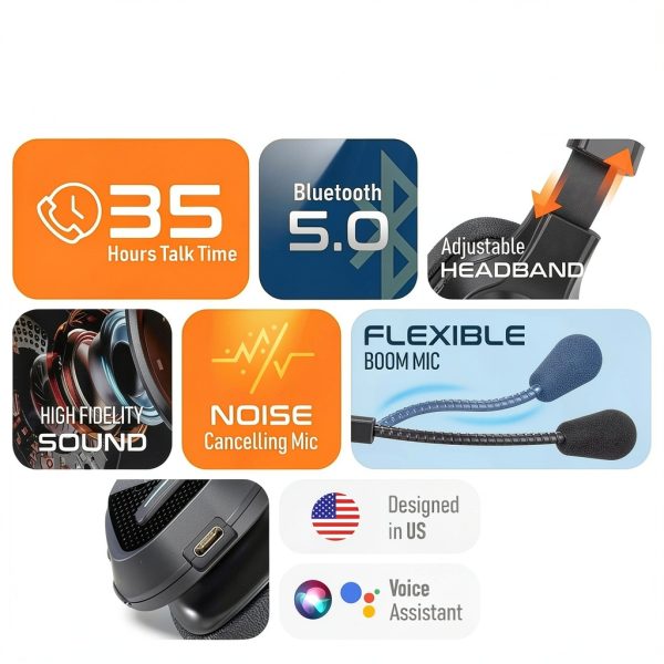 Delton Bluetooth Computer Headset Wireless 1080p Webcam-3