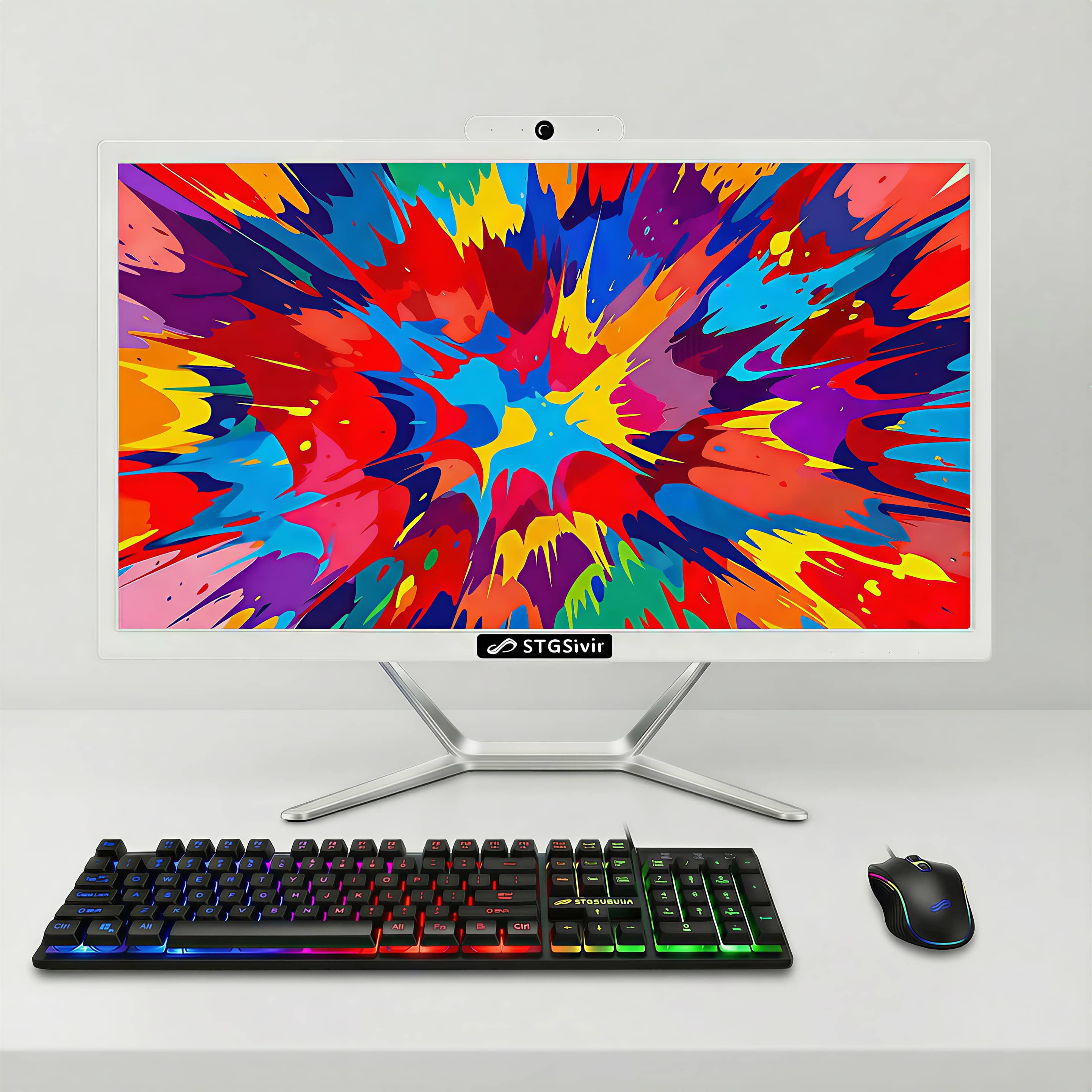 STGSivir All in One Desktop showing sleek white design and 19-inch display
